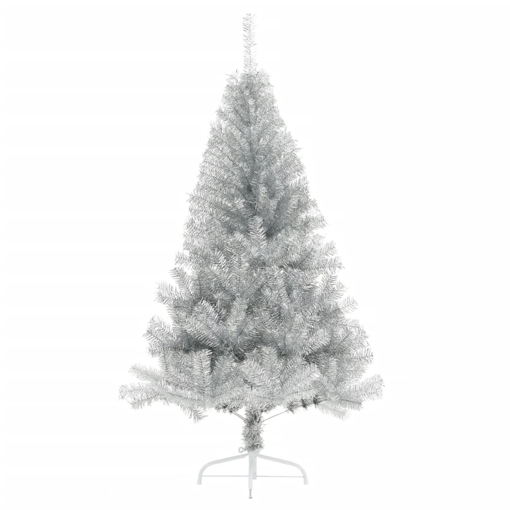 vidaXL Umjetna polovica božićnog drvca sa stalkom srebrna 120 cm PET