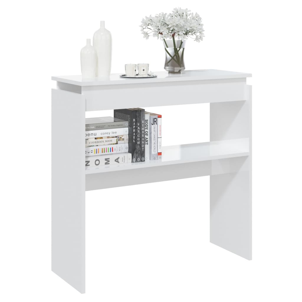 vidaXL Konzolni stol visoki sjaj bijeli 80 x 30 x 80 cm od iverice