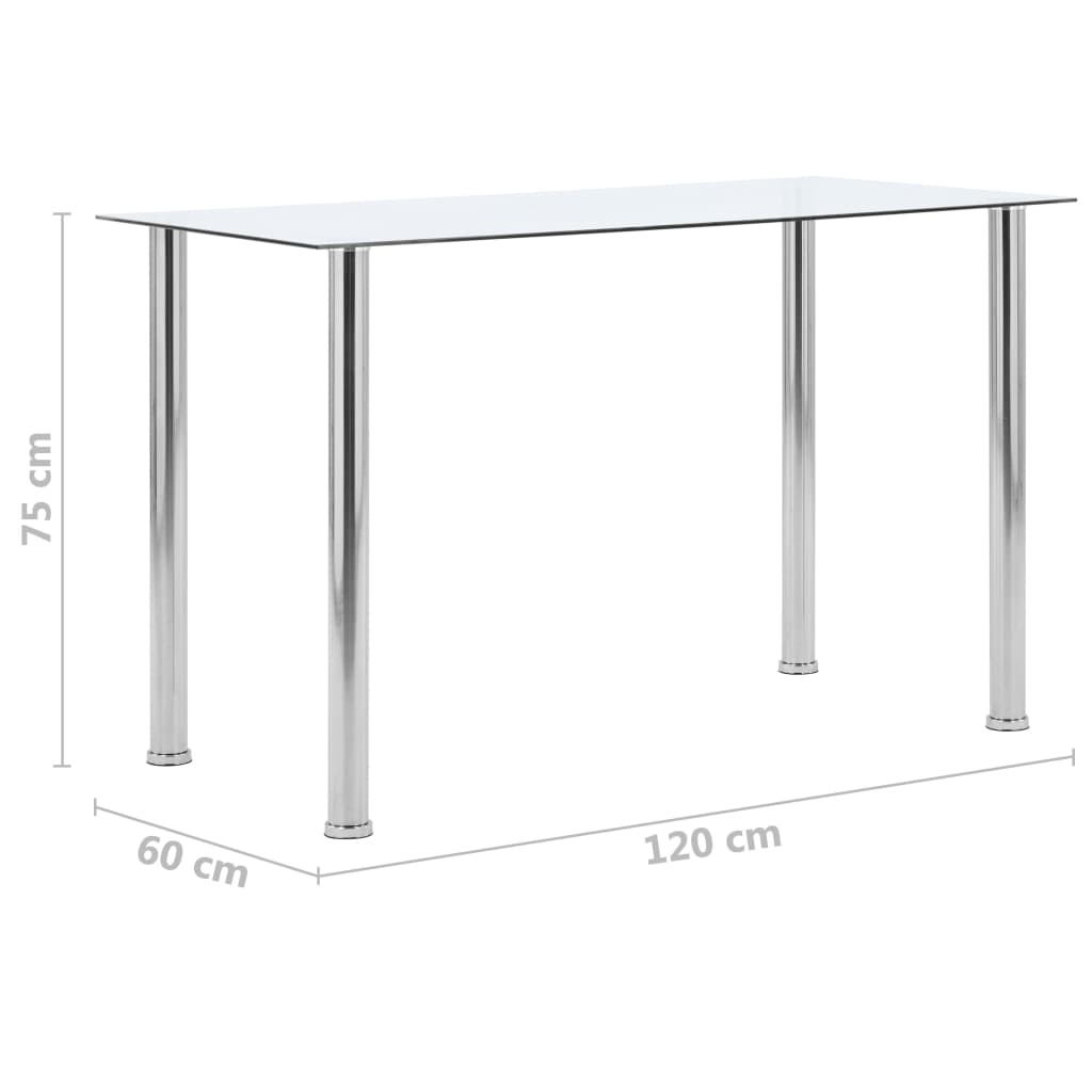 vidaXL Blagovaonski stol prozirni 120 x 60 x 75 cm od kaljenog stakla
