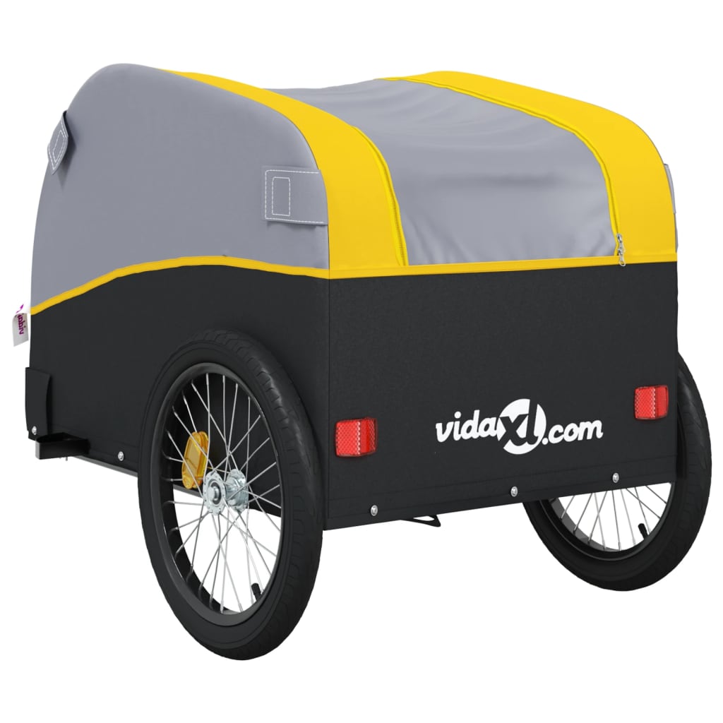 vidaXL Prikolica za bicikl crno-žuta 45 kg željezna