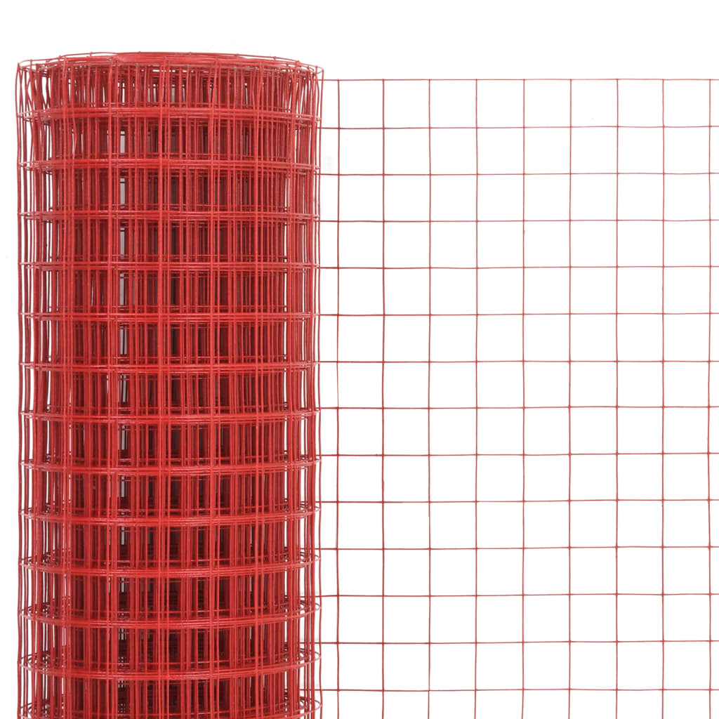 vidaXL Žičana mreža od čelika s PVC oblogom za kokoši 10 x 1,5 m crvena