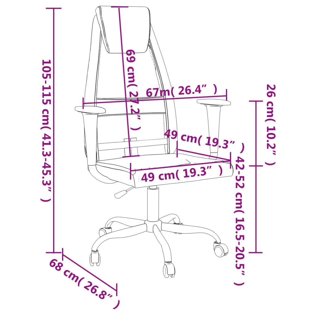 vidaXL Uredska stolica podesive visine crna od tkanine i umjetne kože