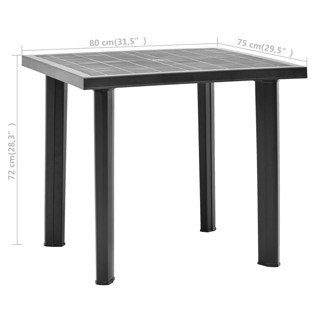 vidaXL Vrtni stol antracit 80 x 75 x 72 cm plastični