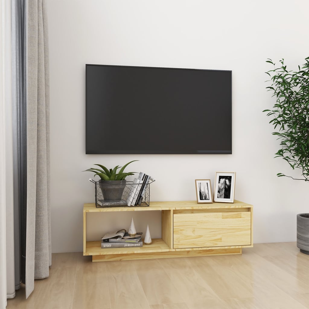vidaXL TV ormarić bijeli 110 x 30 x 33,5 cm od masivne borovine