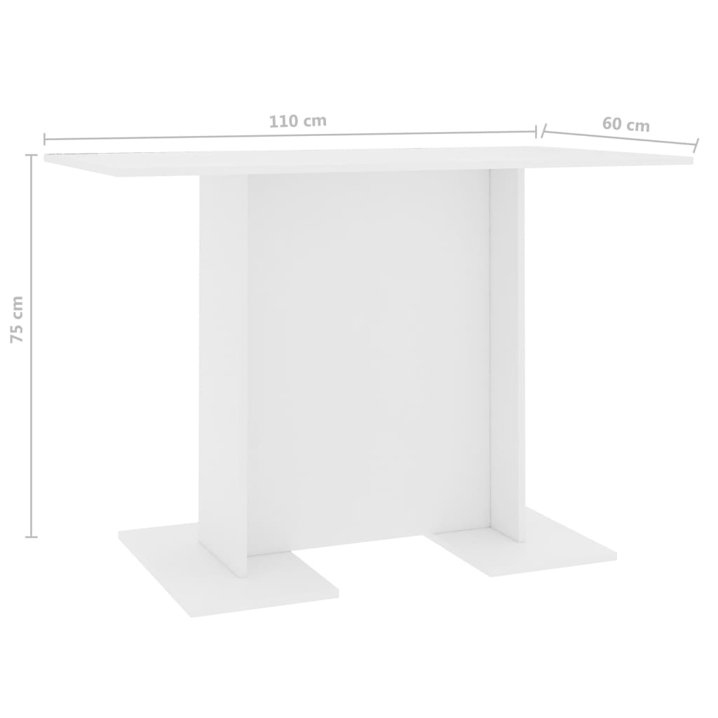 vidaXL Blagovaonski stol bijeli 110 x 60 x 75 cm od iverice