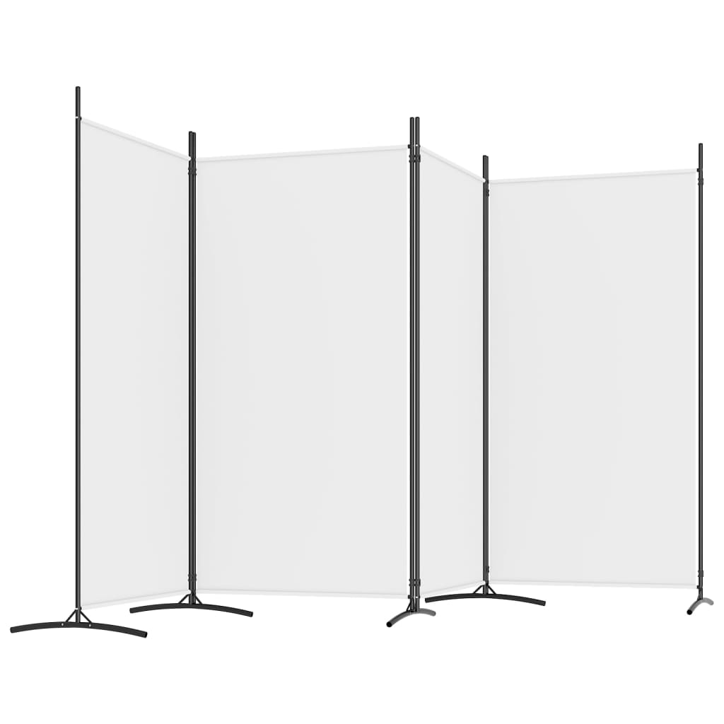 vidaXL Sobna pregrada s 4 panela bijela 346 x 180 cm od tkanine