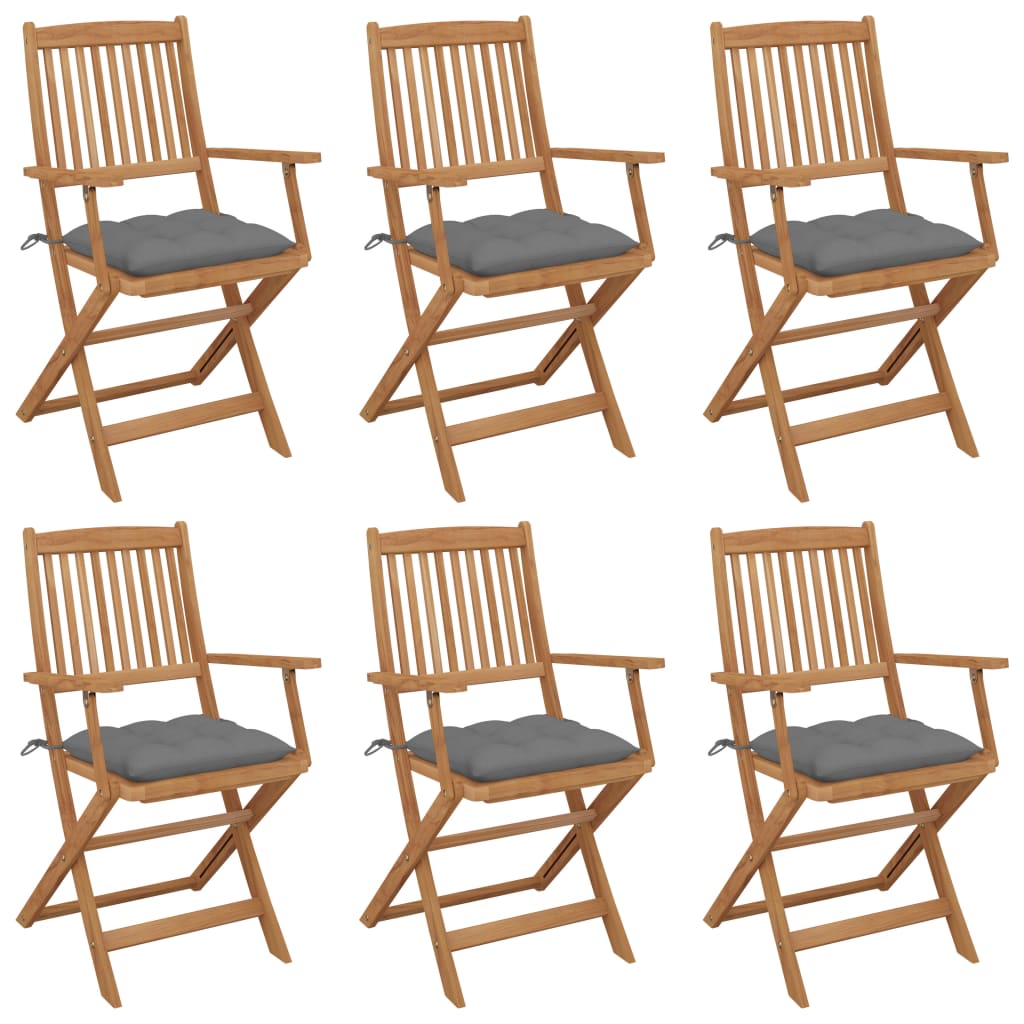 vidaXL Sklopive vrtne stolice s jastucima 6 kom masivno bagremovo drvo