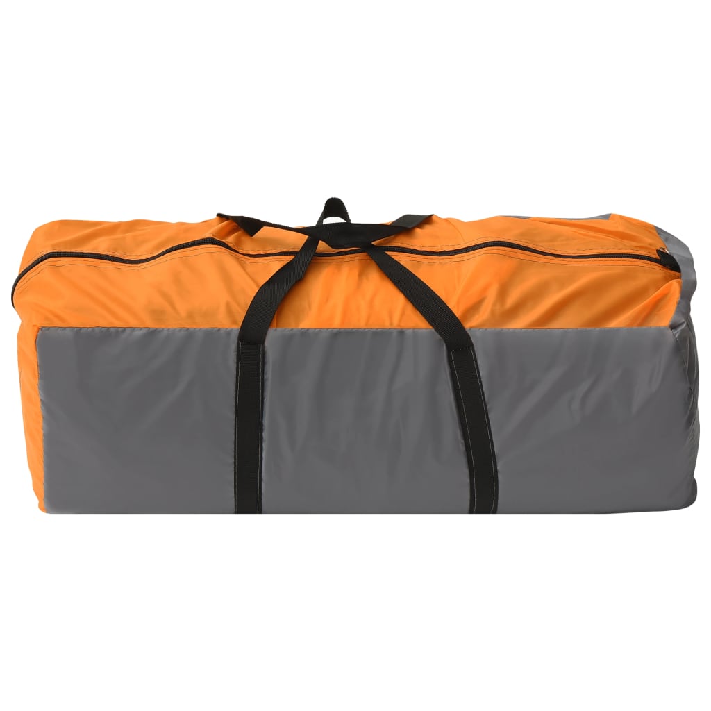 vidaXL Iglu šator za kampiranje 650x240x190 cm 8 osoba sivo-narančasti