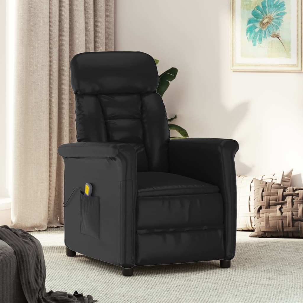 vidaXL Masažna fotelja od umjetne kože crna