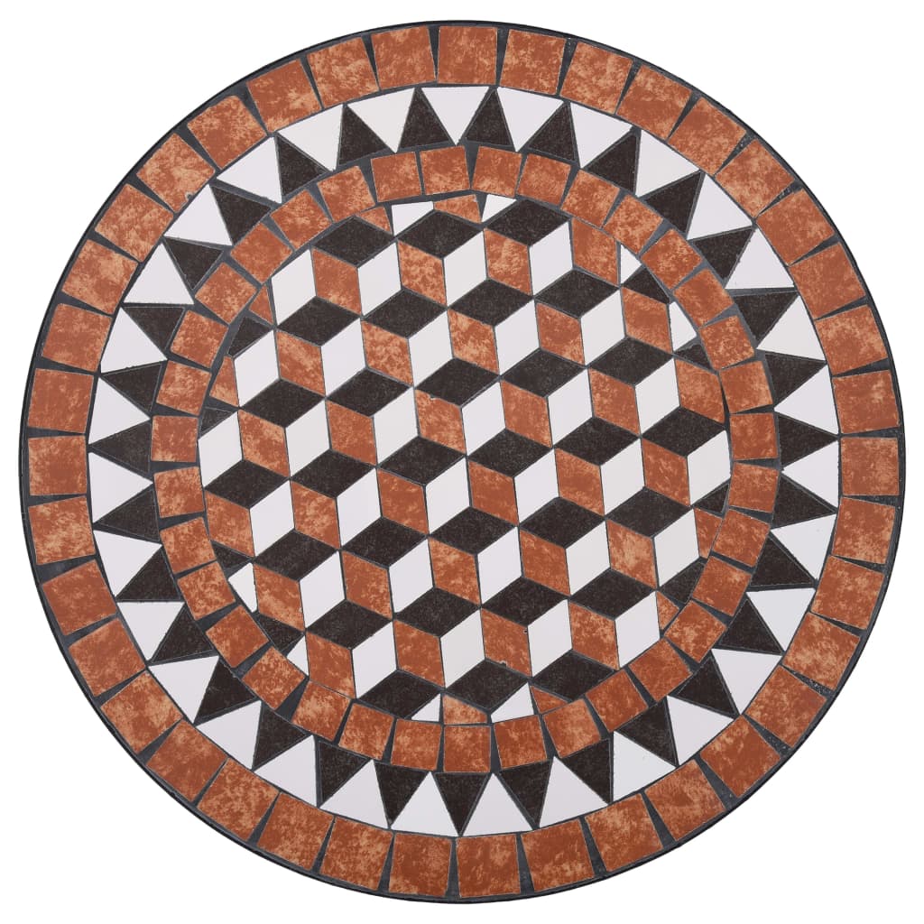 vidaXL 3-dijelni mozaični bistro set s keramičkim pločicama boje cigle