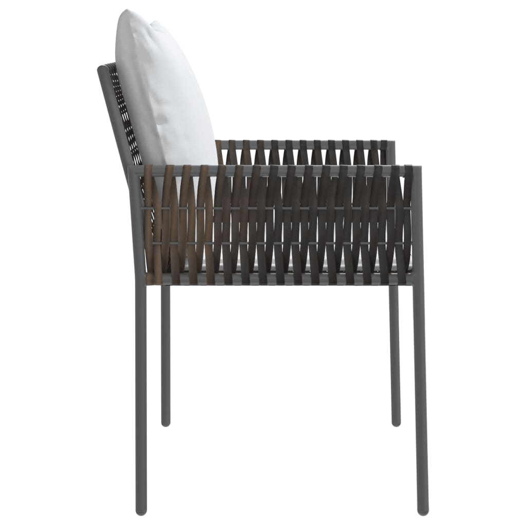 vidaXL Vrtne stolice s jastucima 2 kom smeđe 54x61x83 cm od poliratana