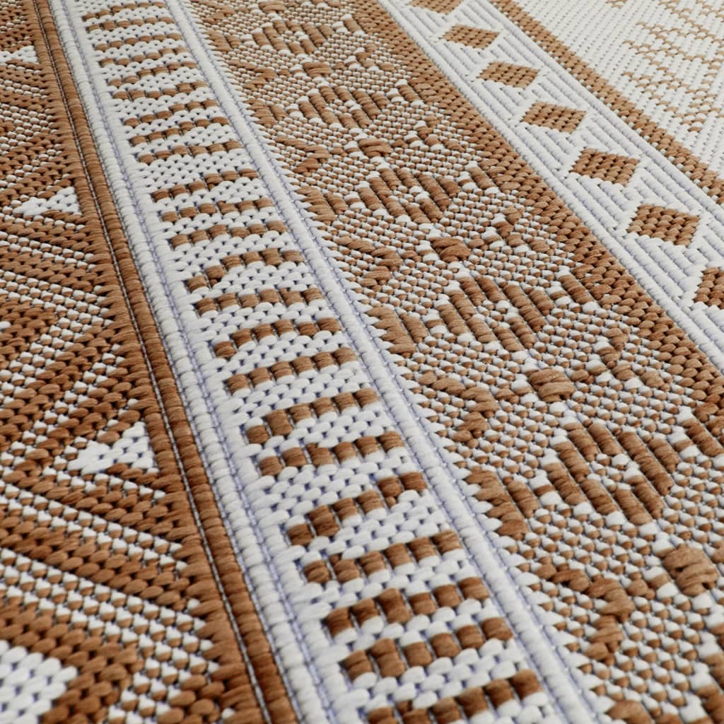 vidaXL Vanjski tepih smeđe-bijeli 80x250 cm reverzibilni dizajn