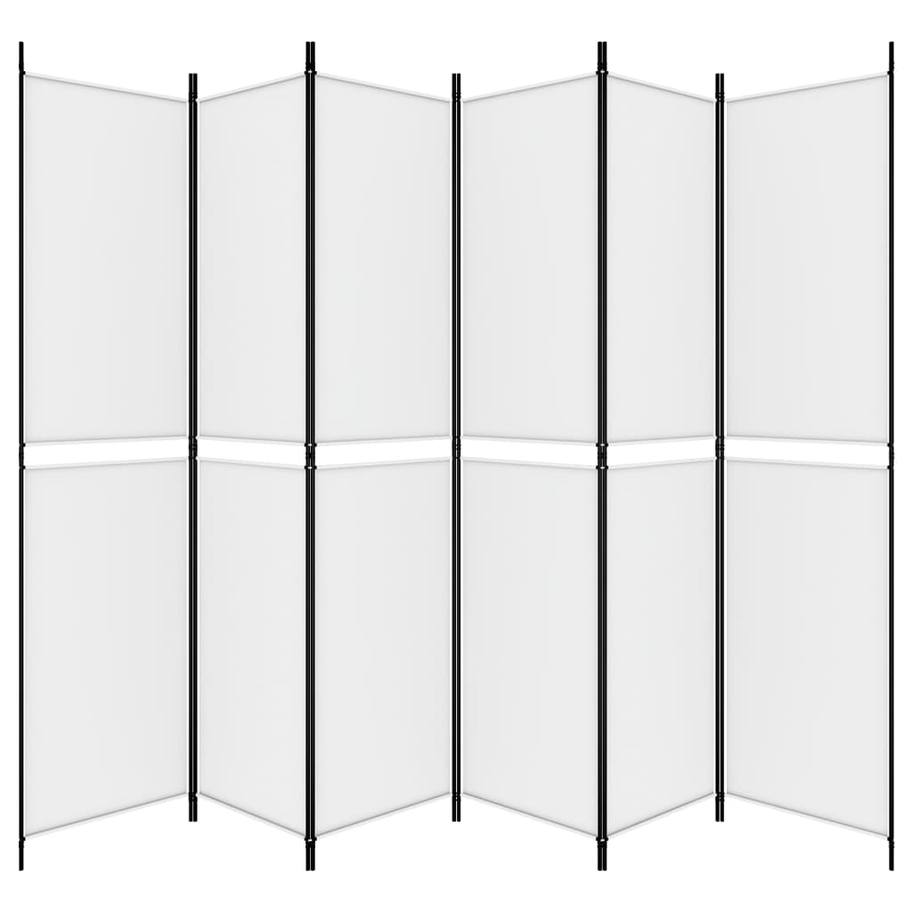 vidaXL Sobna pregrada s 6 panela bijela 300 x 220 cm od tkanine