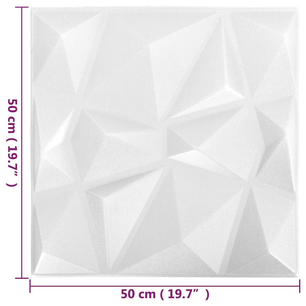 vidaXL 3D zidni paneli 24 kom 50 x 50 cm dijamantno bijeli 6 m²