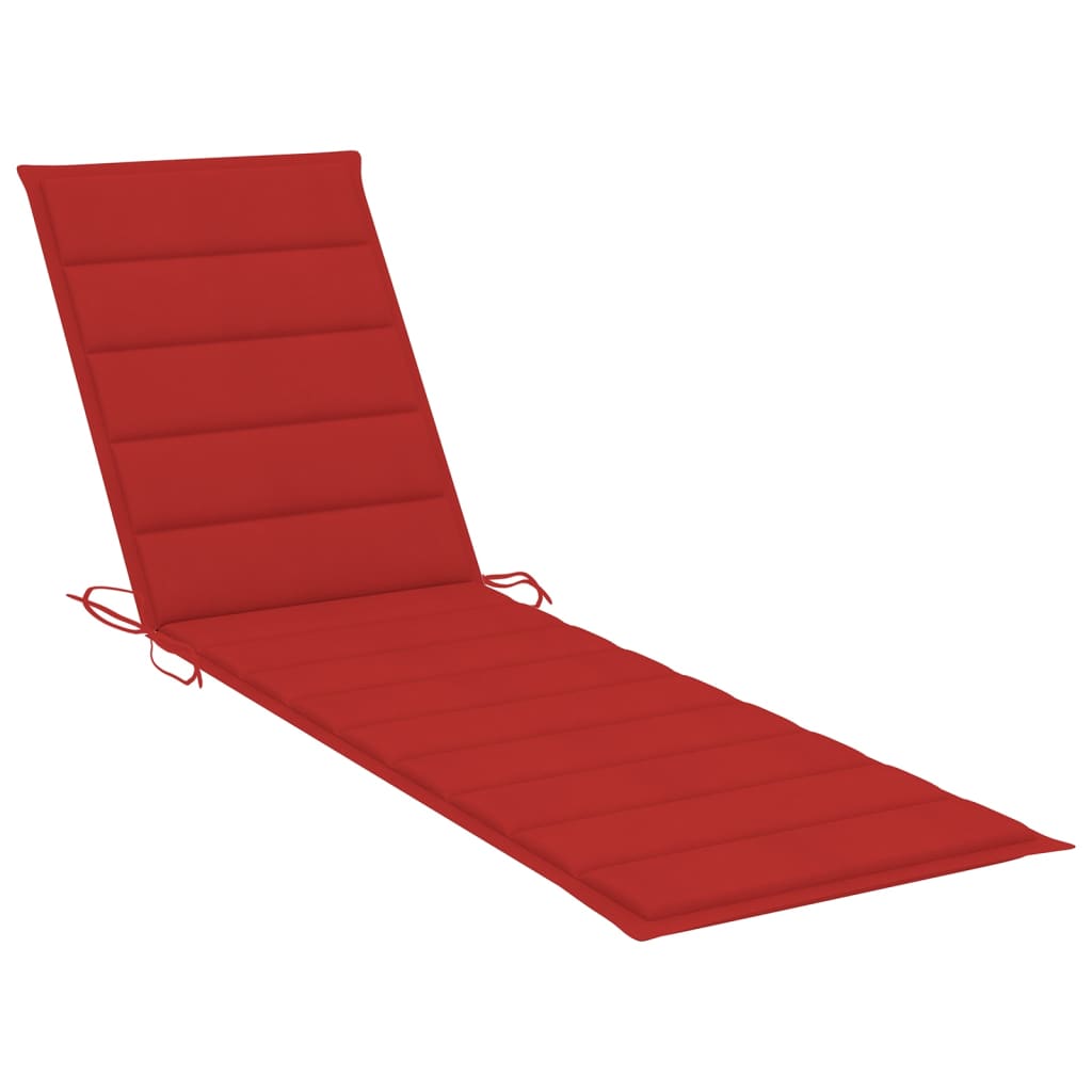 vidaXL Ležaljke za sunčanje s crvenim jastukom 2 kom masivna tikovina