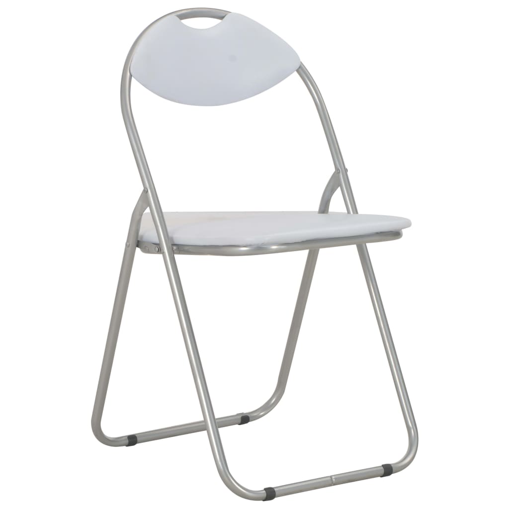 vidaXL Sklopive blagovaonske stolice od umjetne kože 4 kom bijele