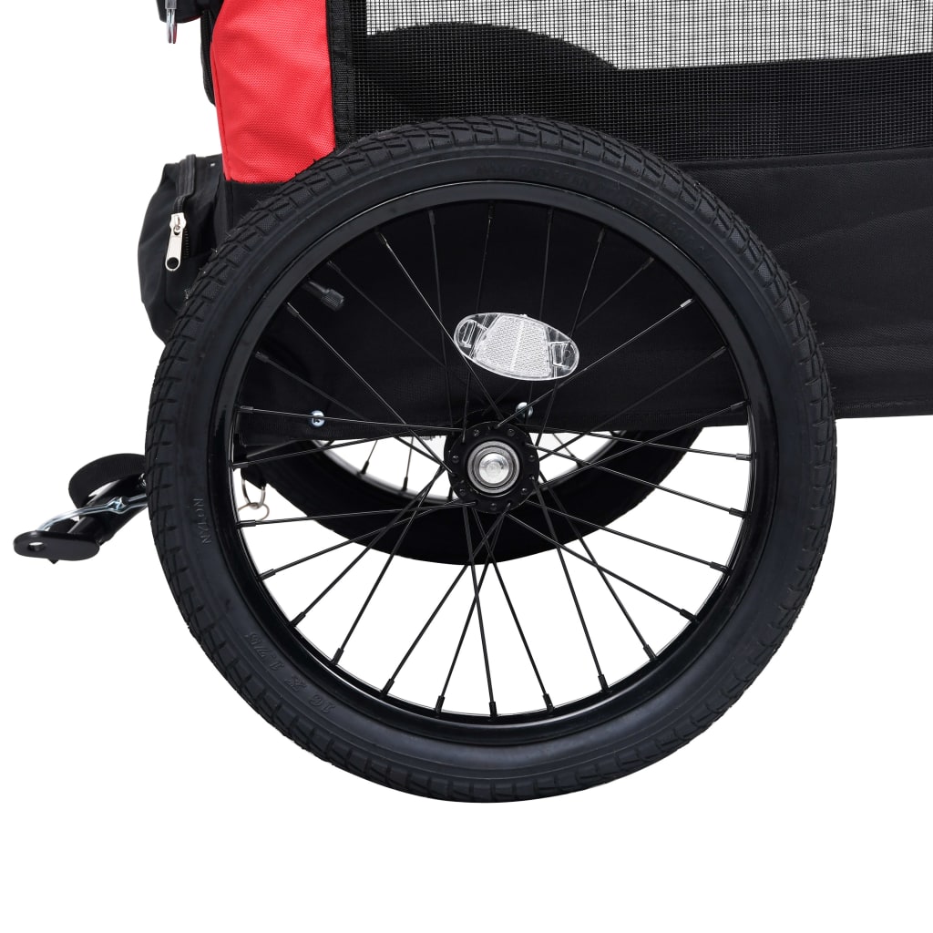 vidaXL 2-u-1 prikolica za bicikl i kolica za ljubimce crveno-crna