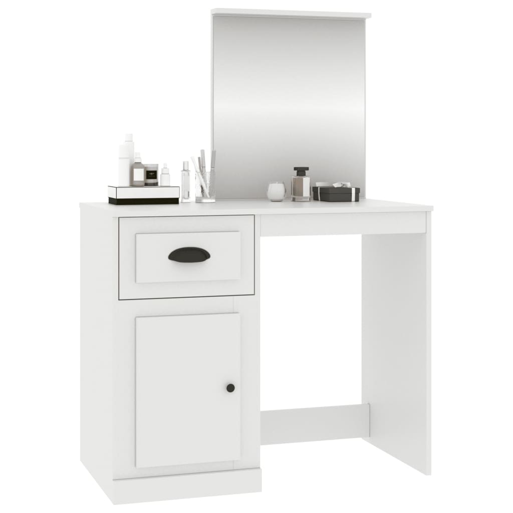 vidaXL Toaletni stolić s ogledalom bijeli 90 x 50 x 132,5 cm drveni