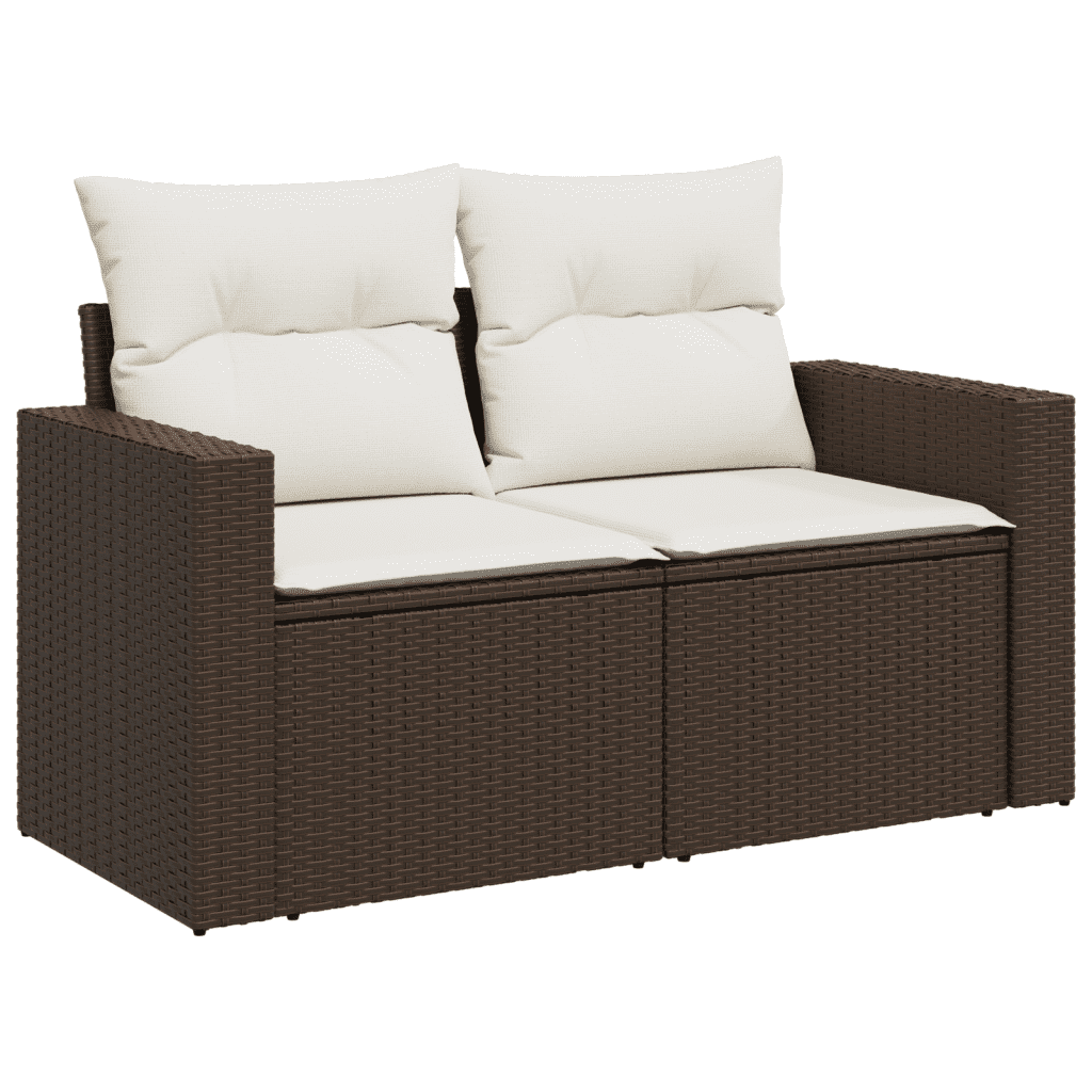 vidaXL 8-dijelni set vrtnih sofa s jastucima smeđi od poliratana
