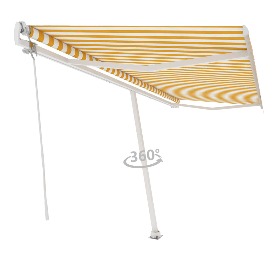 vidaXL Samostojeća automatska tenda 500 x 350 cm žuto-bijela