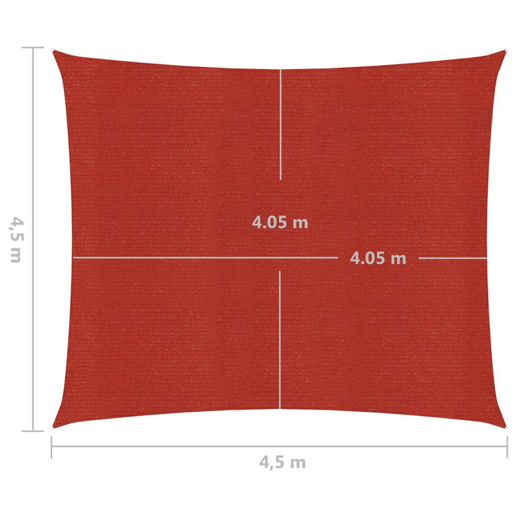 vidaXL Jedro za zaštitu od sunca 160 g/m² crveno 4,5 x 4,5 m HDPE