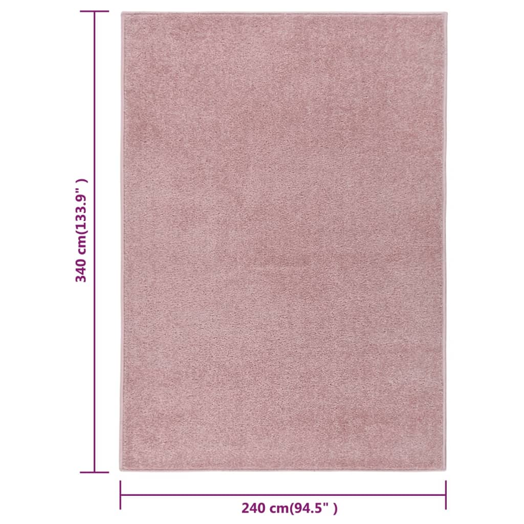 vidaXL Tepih s kratkim vlaknima 240 x 340 cm ružičasti