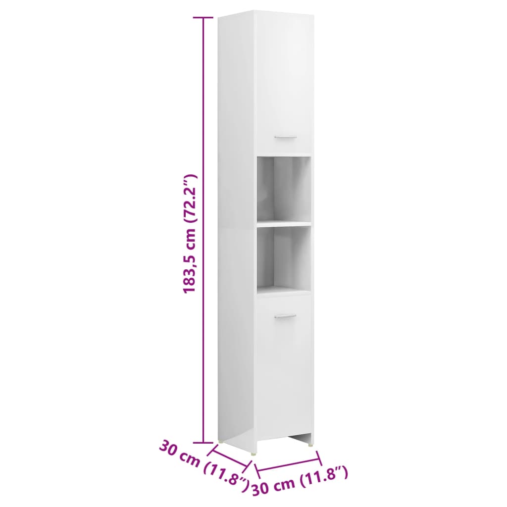 vidaXL 4-dijelni set kupaonskog namještaja visoki sjaj bijeli
