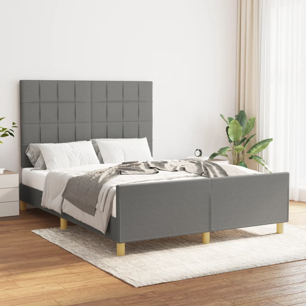 vidaXL Okvir za krevet s uzglavljem tamnosivi 140x190 cm od tkanine