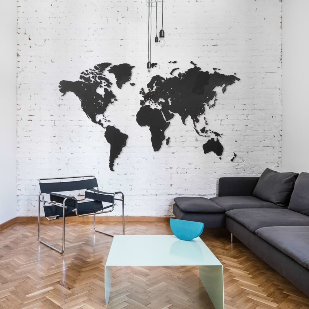 MiMi Innovations zidna drvena karta svijeta Giant crna 280 x 170 cm