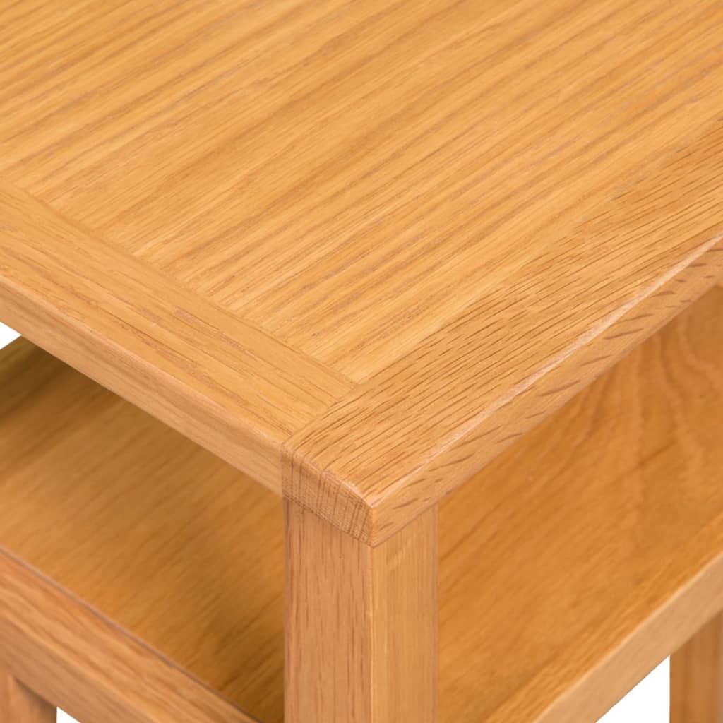 vidaXL Bočni stol od masivne hrastovine sa policom 27 x 35 x 55 cm