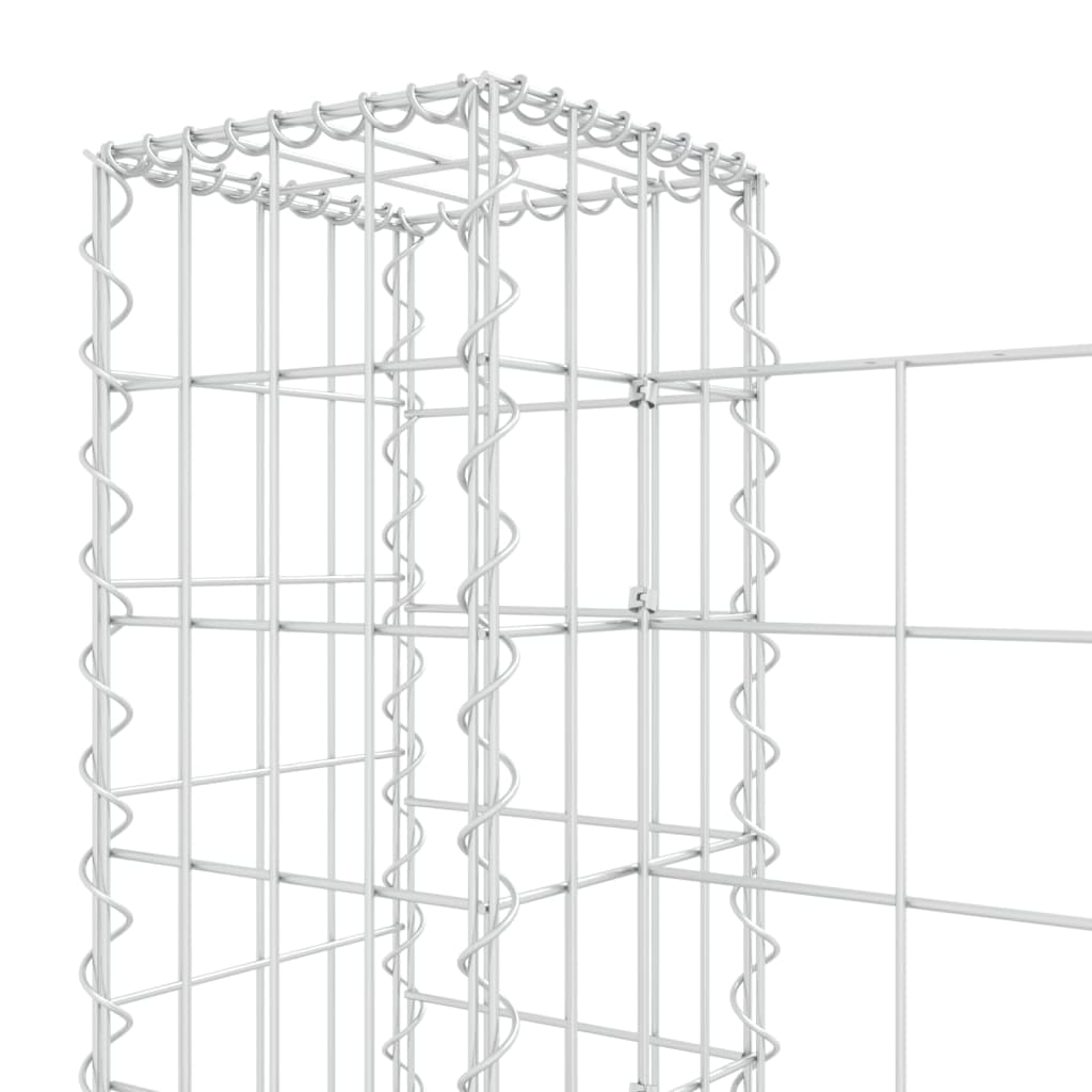 vidaXL Gabionska košara U-oblika s 2 stupa 140 x 20 x 100 cm željezna