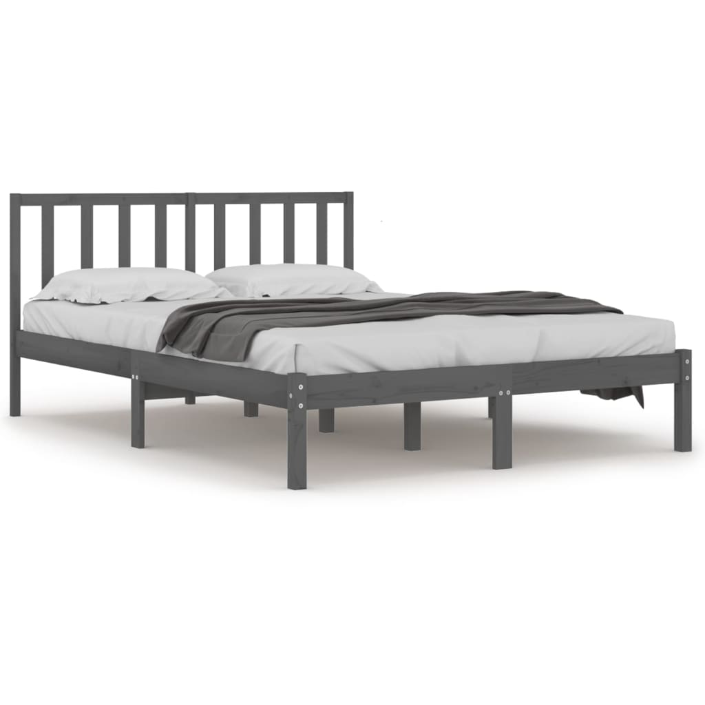 vidaXL Okvir za krevet od masivne borovine sivi 200 x 200 cm