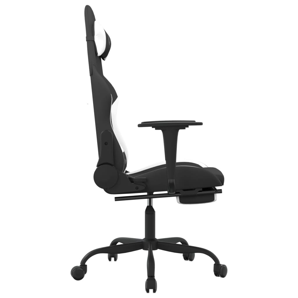 vidaXL Igraća stolica od tkanine s osloncem za noge crna-Bijela