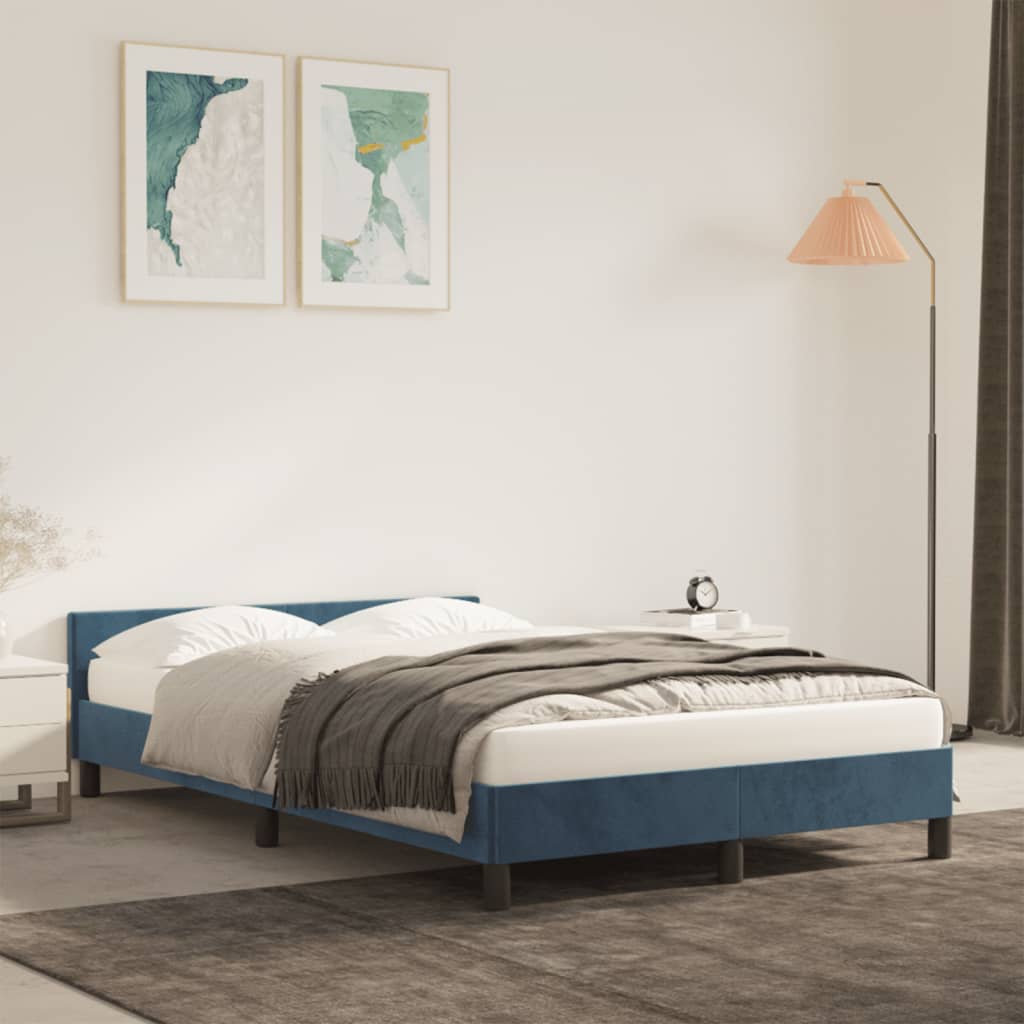 vidaXL Okvir za krevet s uzglavljem tamnoplavi 120x190 cm baršunasti