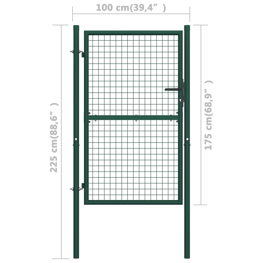 vidaXL Vrata za ogradu od čelika 100 x 175 cm zelena