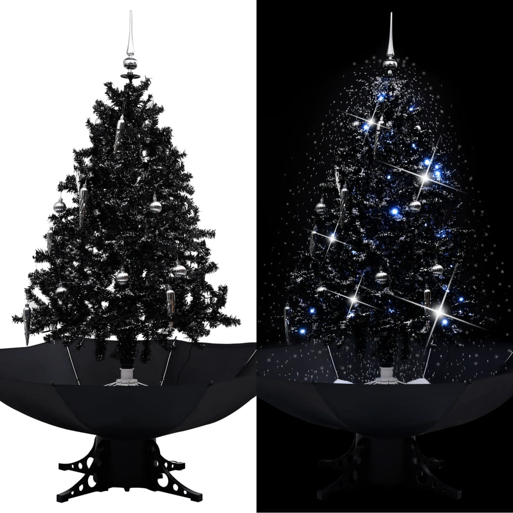 vidaXL Božićno drvce koje sniježi sa stalkom crno 140 cm PVC