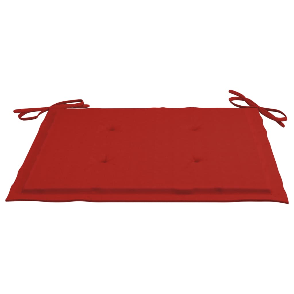 vidaXL Vrtne stolice s crvenim jastucima 3 kom od masivne tikovine