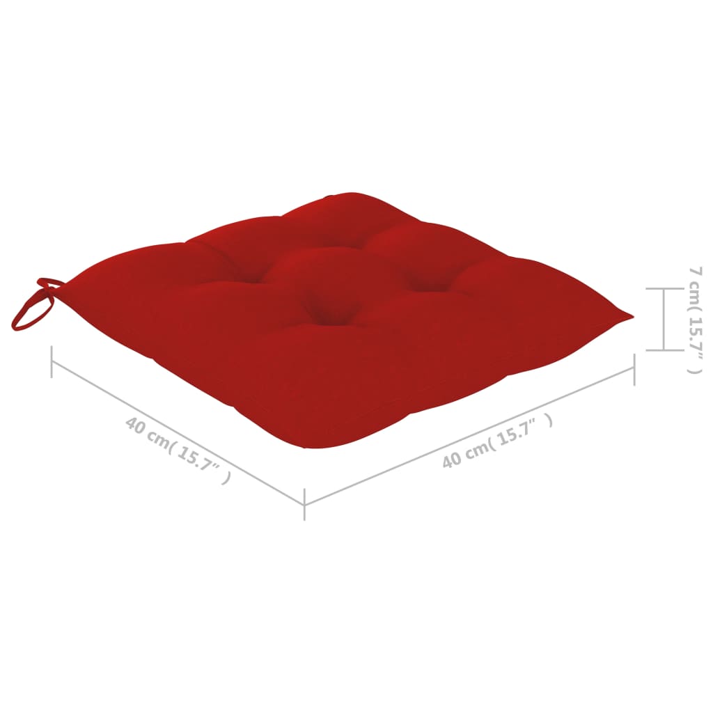 vidaXL Vrtne stolice s crvenim jastucima 8 kom od masivne tikovine