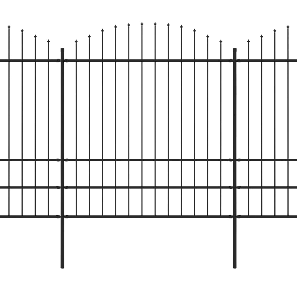 vidaXL Vrtna ograda s ukrasnim kopljima (1,75-2) x 5,1 m čelična crna