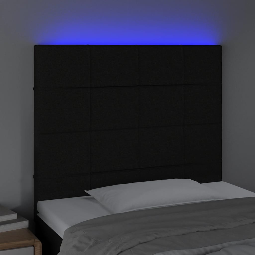 vidaXL LED uzglavlje crno 80x5x118/128 cm od tkanine