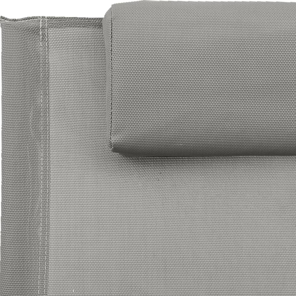 vidaXL Ležaljka za sunčanje s jastukom siva od čelika i tekstilena