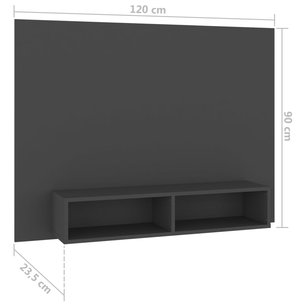 vidaXL Zidni TV ormarić sivi 120 x 23,5 x 90 cm od iverice