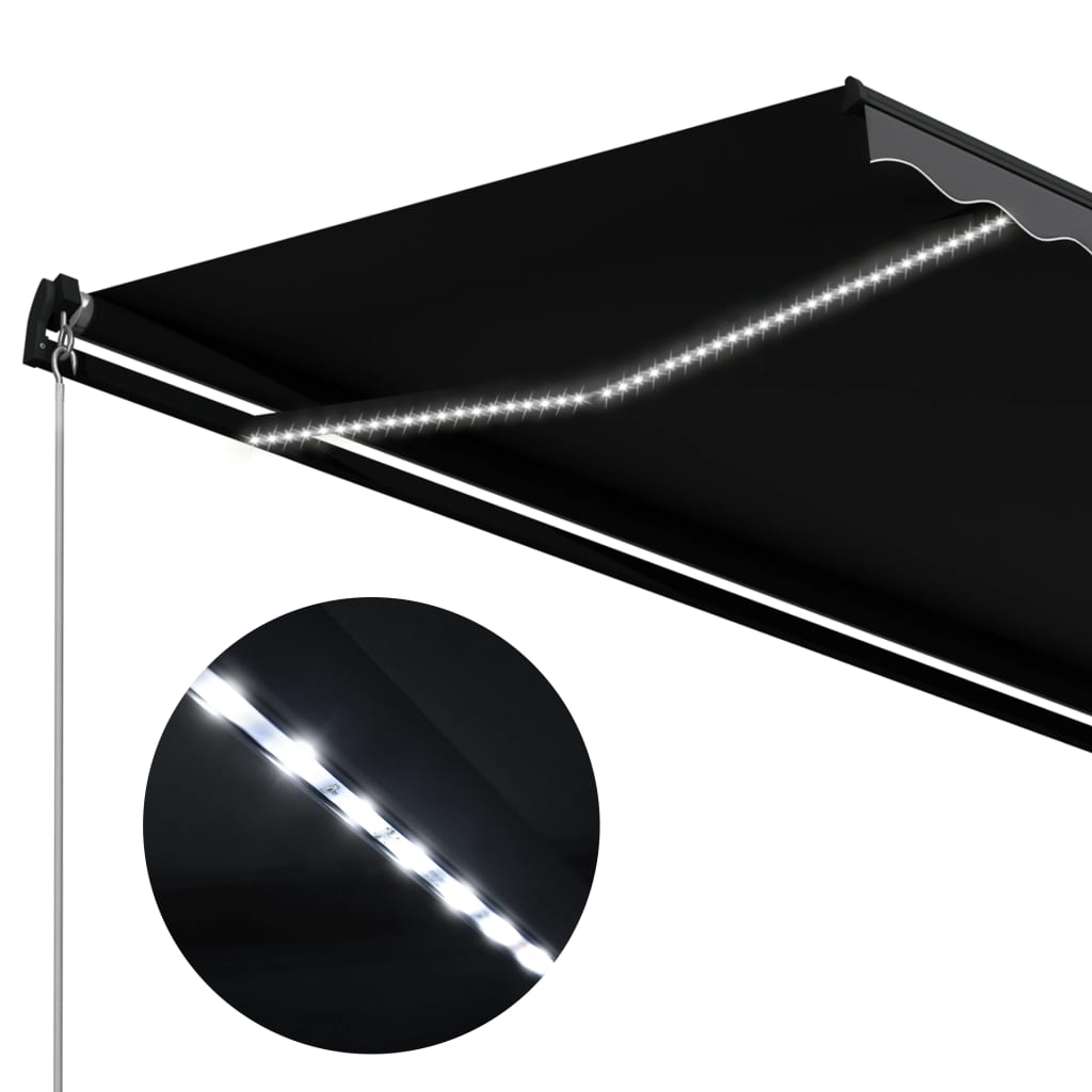 vidaXL Tenda na ručno uvlačenje s LED svjetlima 350 x 250 cm antracit