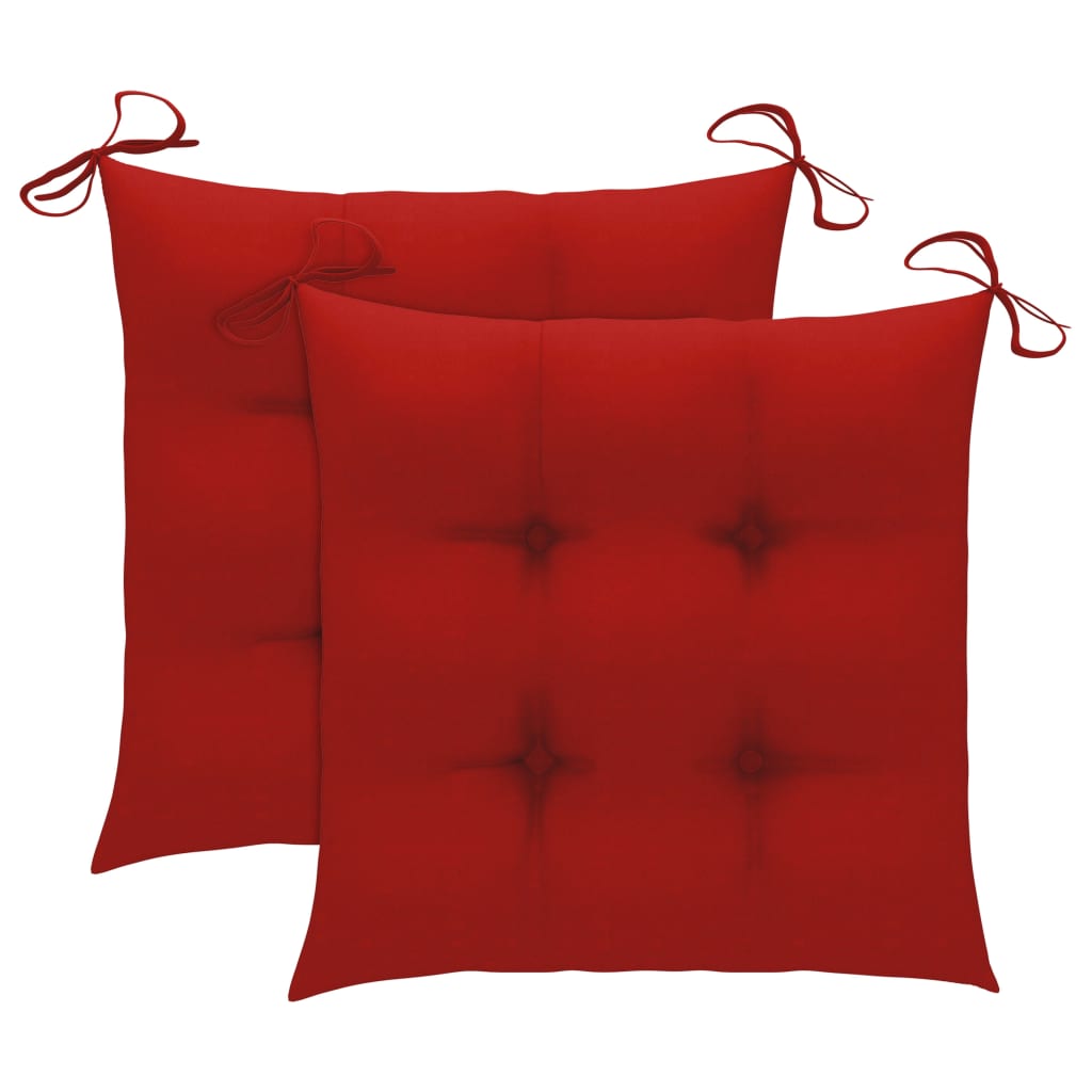 vidaXL Vrtne stolice s crvenim jastucima 2 kom od masivne tikovine