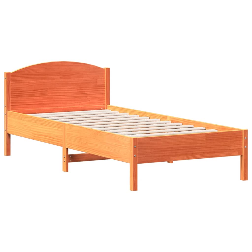 vidaXL Okvir kreveta s uzglavljem voštano smeđi 100x200 cm od borovine