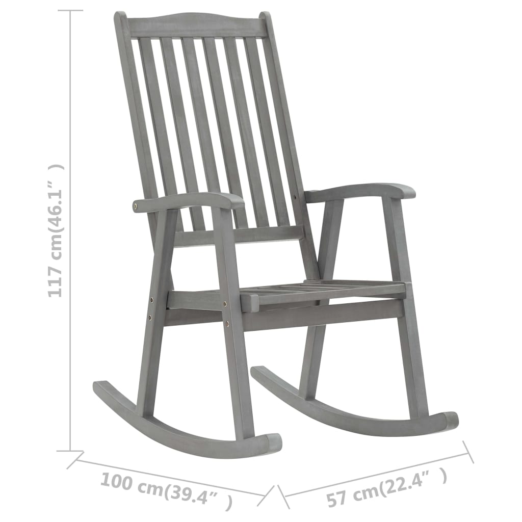 vidaXL Stolica za ljuljanje siva od masivnog bagremovog drva