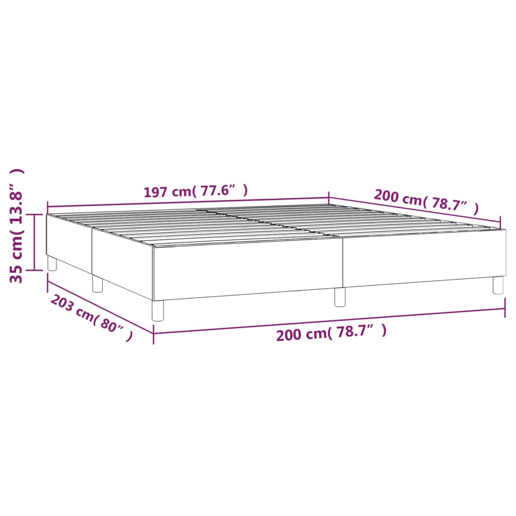 vidaXL Okvir za krevet tamnosivi 200x200 cm baršunasti