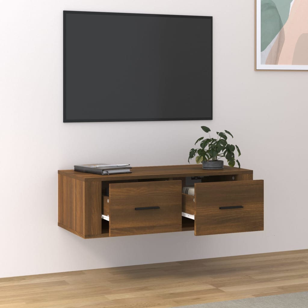 vidaXL Viseći TV ormarić boja hrasta 80 x 36 x 25 cm konstruirano drvo