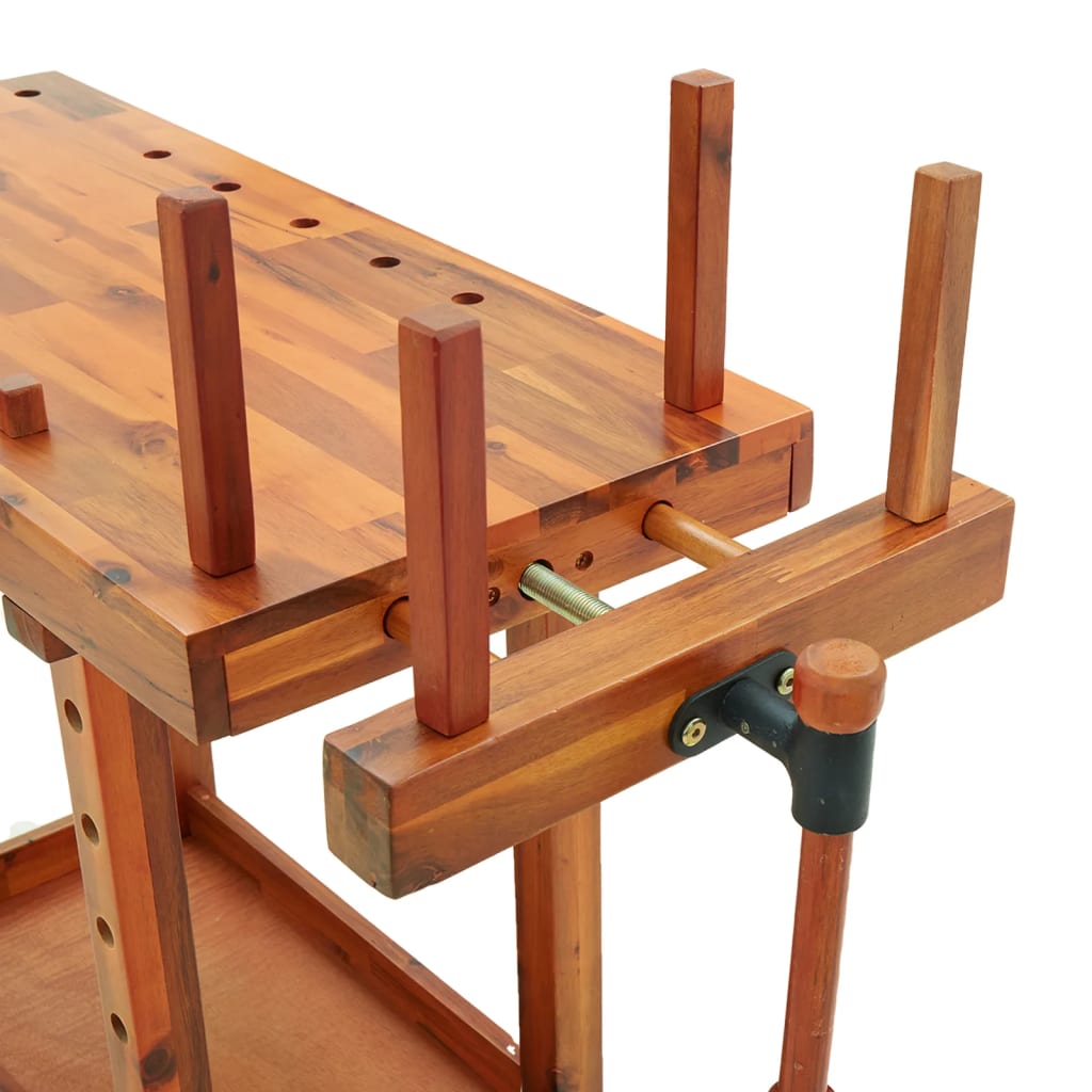 vidaXL Radni stol sa škripcima 92 x 48 x 83 cm masivno drvo bagrema