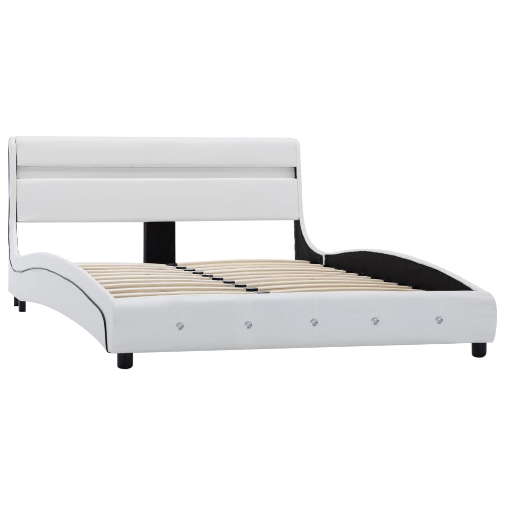 vidaXL Okvir za krevet od umjetne kože LED bijeli 160 x 200 cm